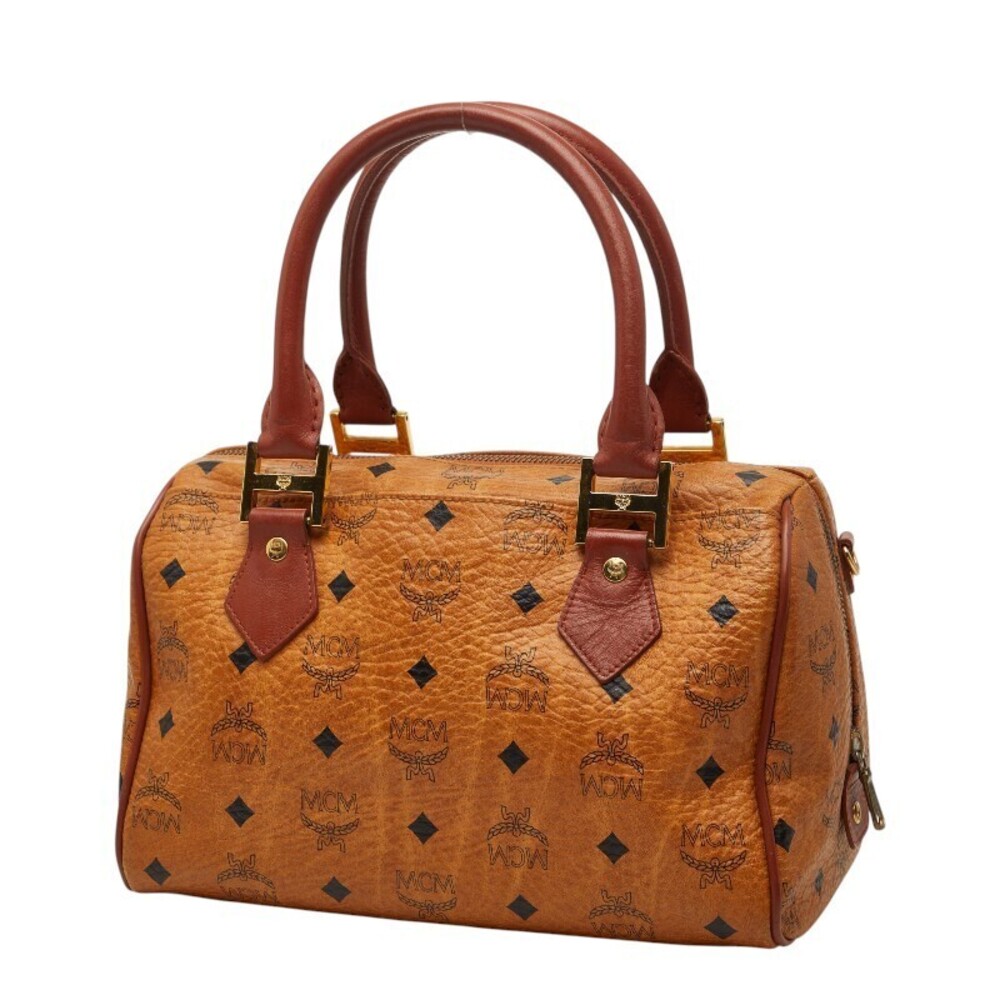 Mcm Visetos Shoulder Brown Leather Monogram Bag 2way Brown